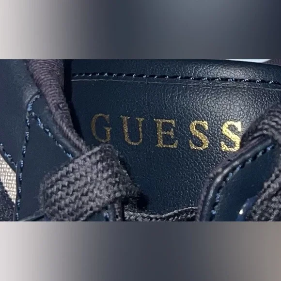 GUESS Women's Blue and Cream Patterned Platform Sneakers - Picture 7 of 10